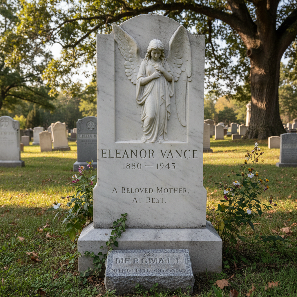 Polished granite headstone